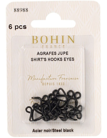 Agrafes de fermeture pour jupes noir Bohin