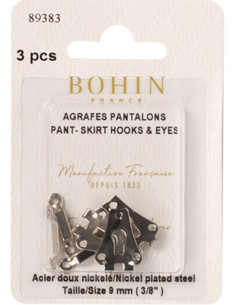 Agrafes de fermeture pour pantalon argent Bohin