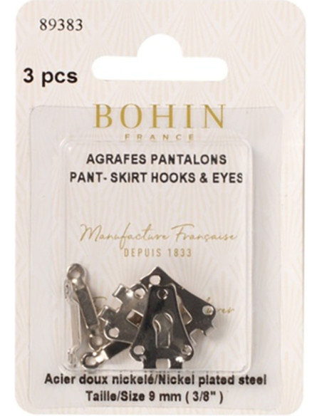Agrafes de fermeture pour pantalon argent Bohin