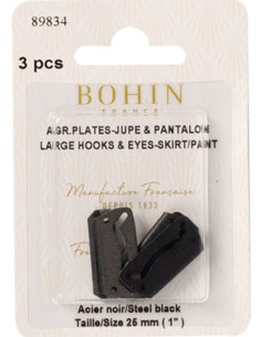 Agrafes de fermeture plates pour jupes 25 mm noir Bohin