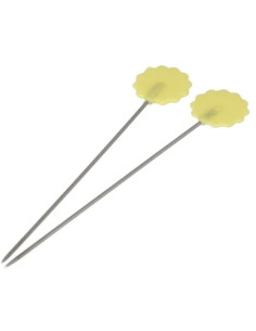 Boite de 50 épingles à quilter tête fleur jaune plastique Bohin 2