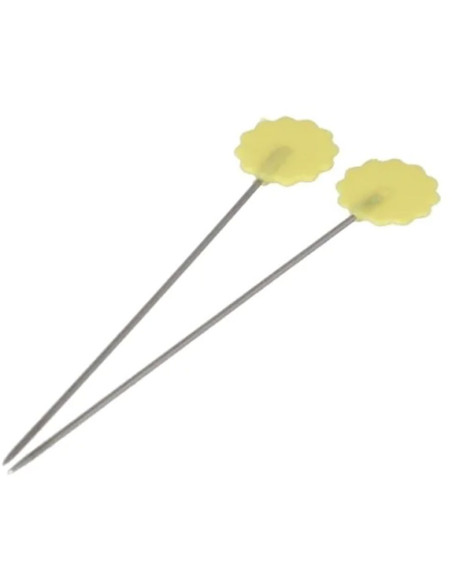Boite de 50 épingles à quilter tête fleur jaune plastique Bohin