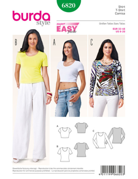 Patron de t-shirt - Burda 6820