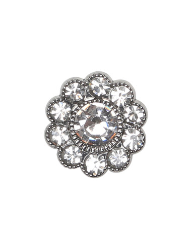 Set de 4 boutons Strass diamant 17 mm - Blanc