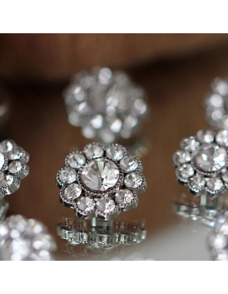 Set de 4 boutons Strass diamant 17 mm - Blanc