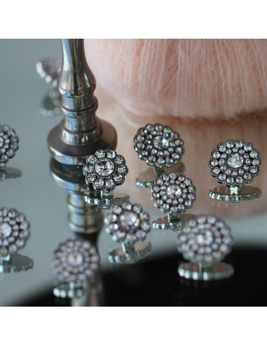 Set de 4 boutons Strass diamant 17 mm - Blanc