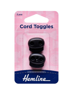 Set de 2 arrêts cordons plastique avec 2 trous - Noir