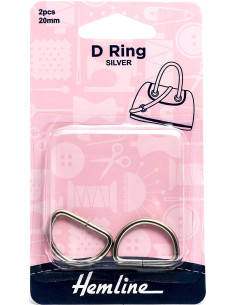 Set de 2 anneaux en D - Argent 20 mm