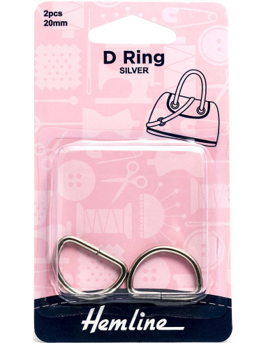 Set de 2 anneaux en D - Argent 20 mm