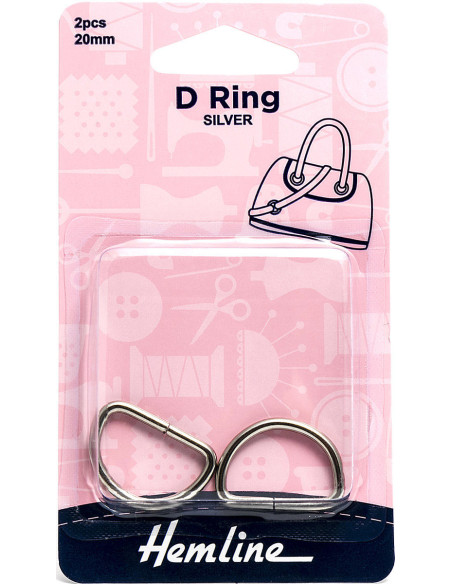Set de 2 anneaux en D - Argent 20 mm