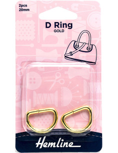 Set de 2 anneaux en D - Or 20 mm