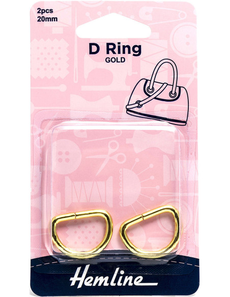 Set de 2 anneaux en D - Or 20 mm