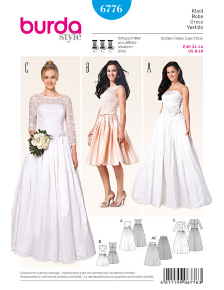 Patron de robe de mariée - Burda 6776