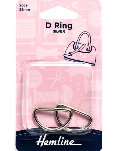 Set de 2 anneaux en D - Argent 25 mm