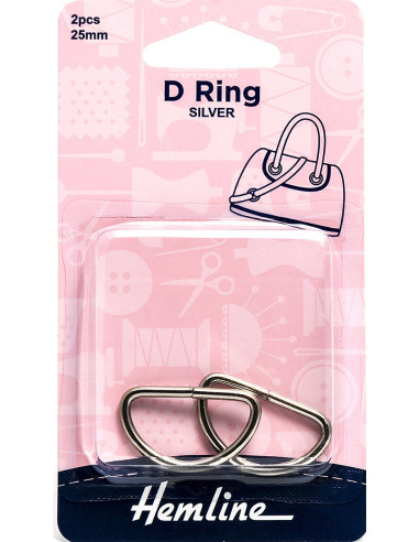 Set de 2 anneaux en D - Argent 25 mm