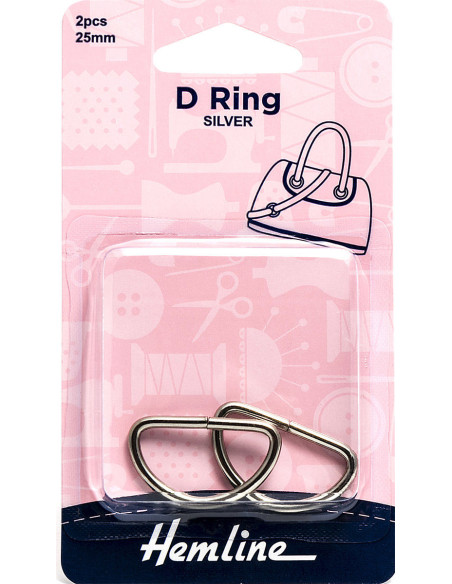 Set de 2 anneaux en D - Argent 25 mm