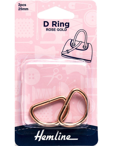 Set de 2 anneaux en D - Or rose 25 mm
