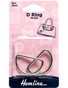 Set de 2 anneaux en D - Argent 32 mm