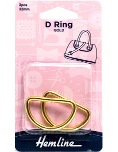 Set de 2 anneaux en D - Or 32 mm