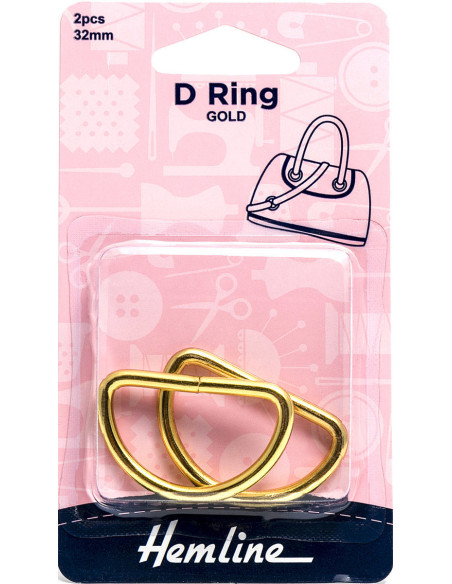 Set de 2 anneaux en D - Or 32 mm