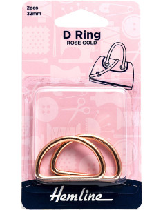 Set de 2 anneaux en D - Or rose 32 mm