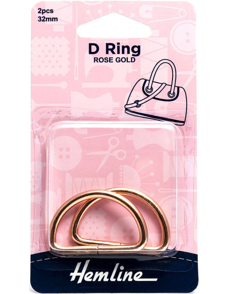 Set de 2 anneaux en D - Or rose 32 mm