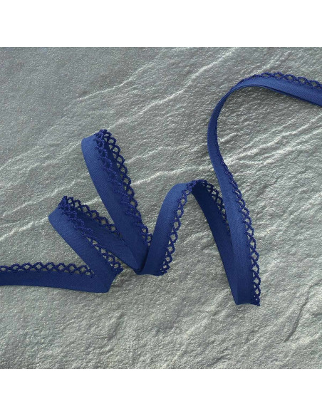 Biais replié picot - Bleu marine