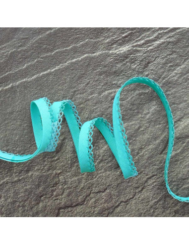 Biais replié picot - Bleu turquoise clair