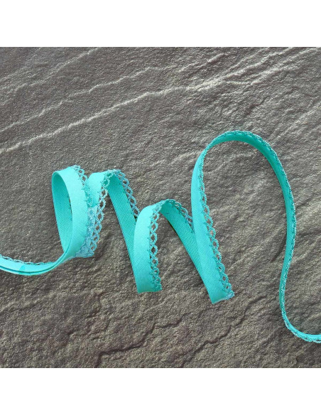 Biais replié picot - Bleu turquoise clair