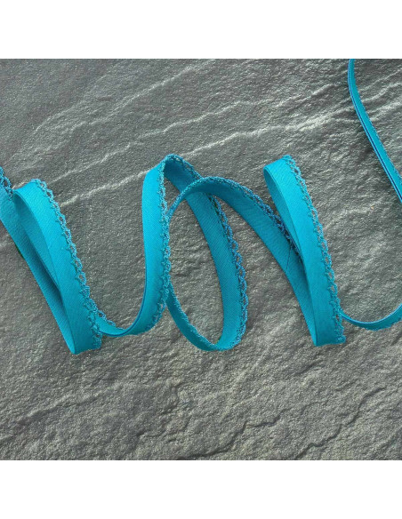 Biais replié picot - Bleu turquoise foncé