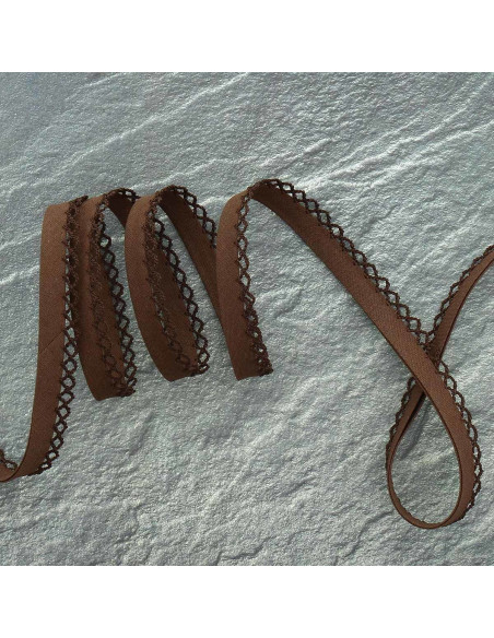 Biais replié picot - Marron