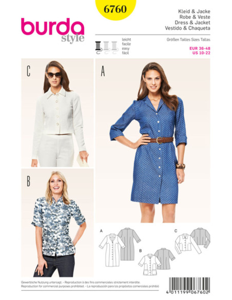 Patron de robe et veste - Burda 6760