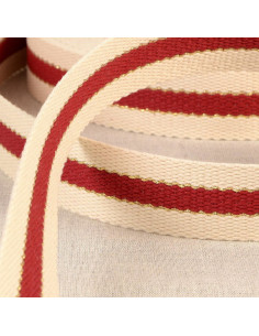 Sangle coton pour sacs - 3 bandes - Bordeaux
