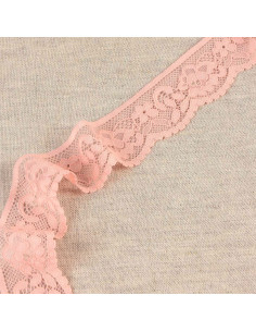 Dentelle élastique fleurie - Saumon