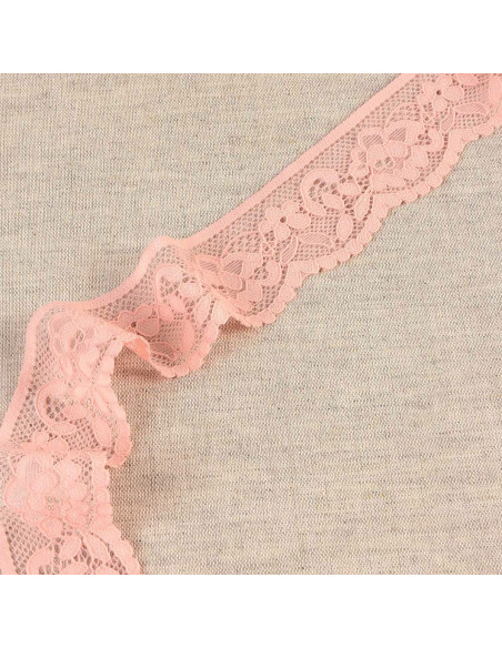 Dentelle élastique fleurie - Saumon