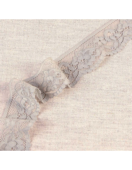 Dentelle élastique fleurie - Gris moyen