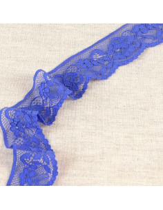 Dentelle élastique fleurie - Bleu violet