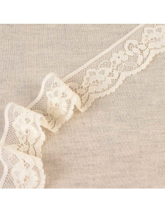 Dentelle élastique fleurie - Écru