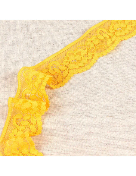 Dentelle élastique fleurie - Jaune