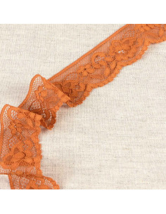 Dentelle élastique fleurie - Marron