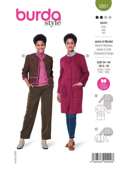 Patron de veste et manteau - Burda 5951