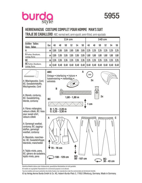 Patron de costume - Burda 5955