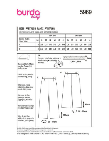 Patron de pantalon - Burda 5969