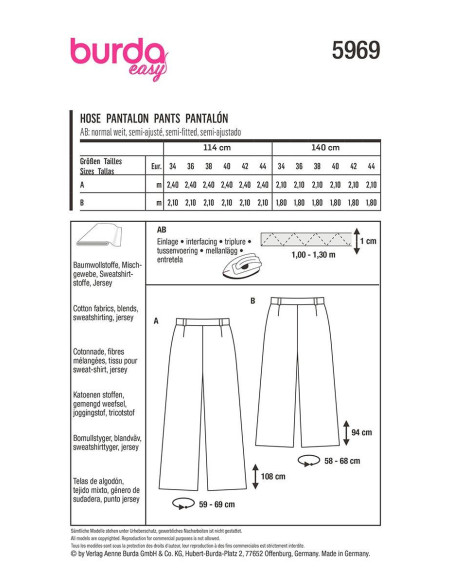 Patron de pantalon - Burda 5969