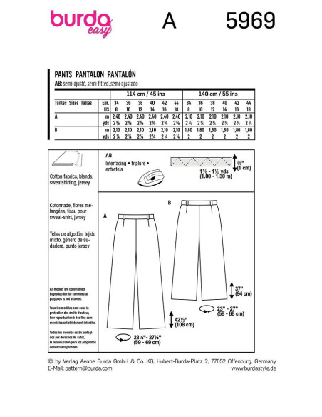 Patron de pantalon - Burda 5969