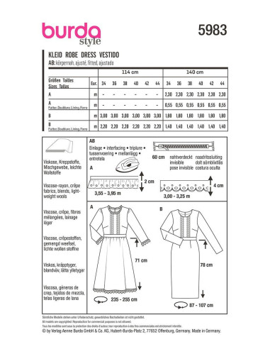 Patron de robe - Burda 5983