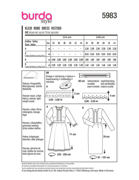 Patron de robe - Burda 5983