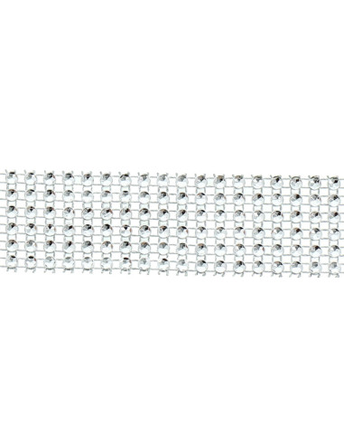 Galon strass 30 mm argent