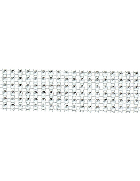 Galon strass 30 mm argent