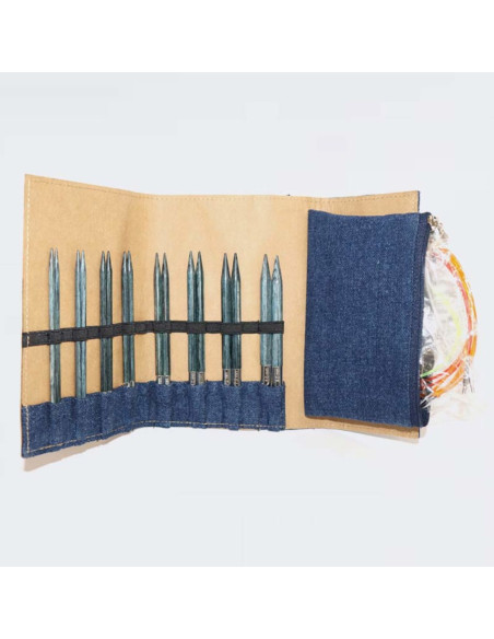 Trousse aiguilles à tricoter circulaires KnitPro Indigo